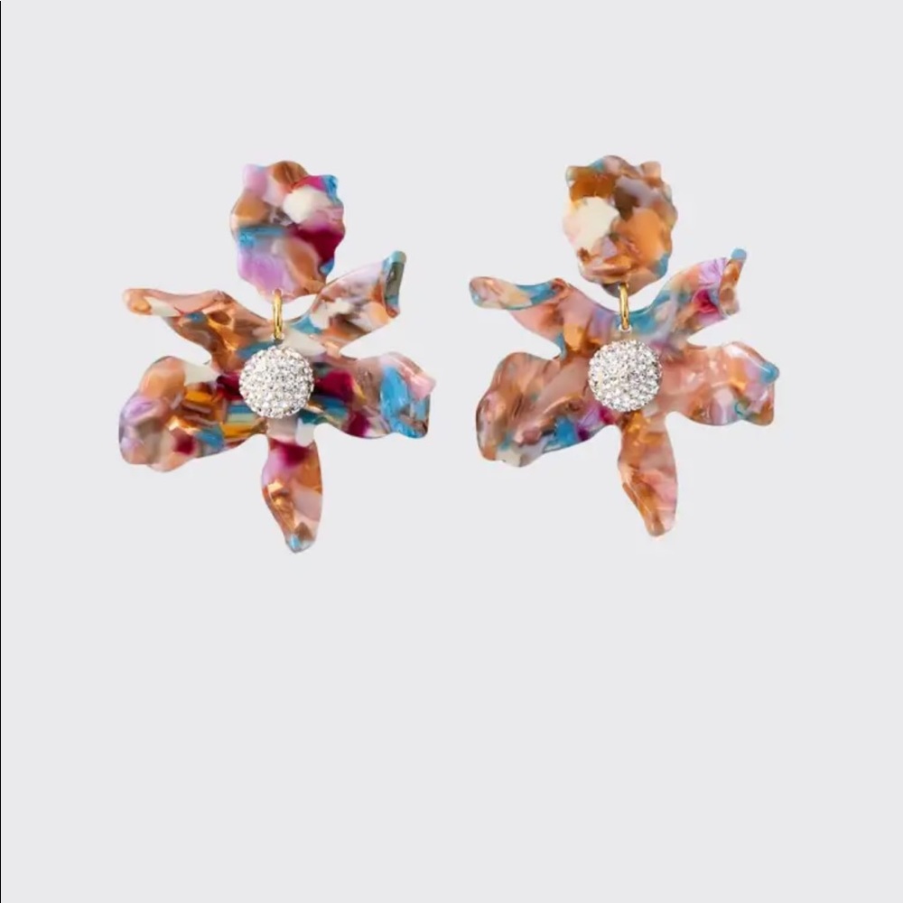 Lele Sadoughi Small Crystal Lily Drop Earrings (Color: Multi)